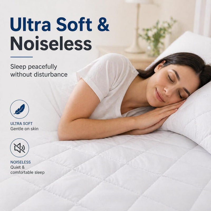 ARISTOCRAT Waterproof Mattress Protector 120x200cm– 90 GSM Quilted Microfiber, Breathable & Noiseless, 30CM Deep Pocket, 360° Elastic Fit, Fitted Sheet Style - Image 3
