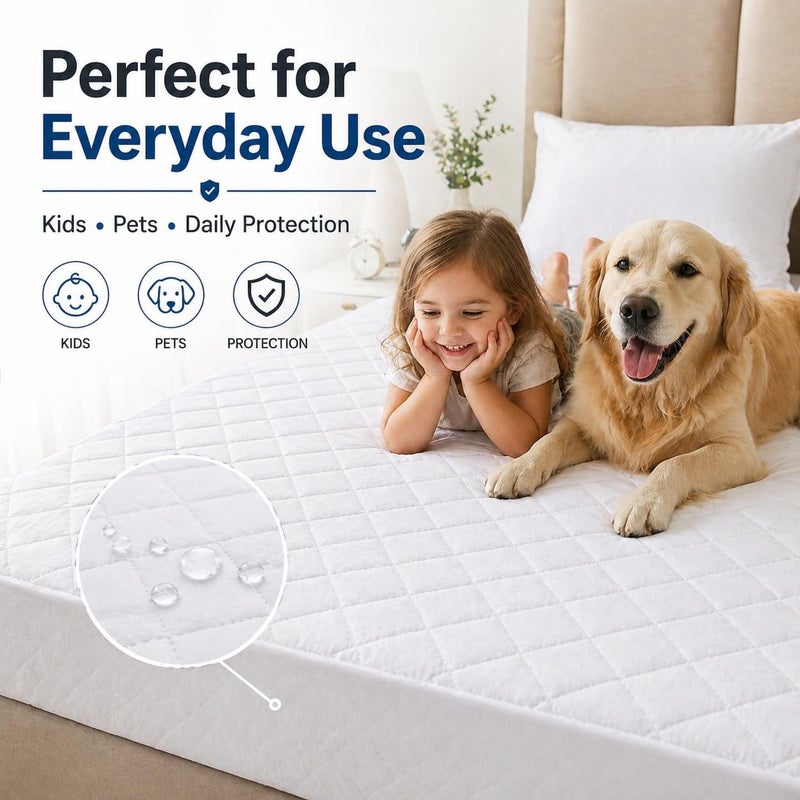ARISTOCRAT Waterproof Mattress Protector 120x200cm– 90 GSM Quilted Microfiber, Breathable & Noiseless, 30CM Deep Pocket, 360° Elastic Fit, Fitted Sheet Style - Image 5