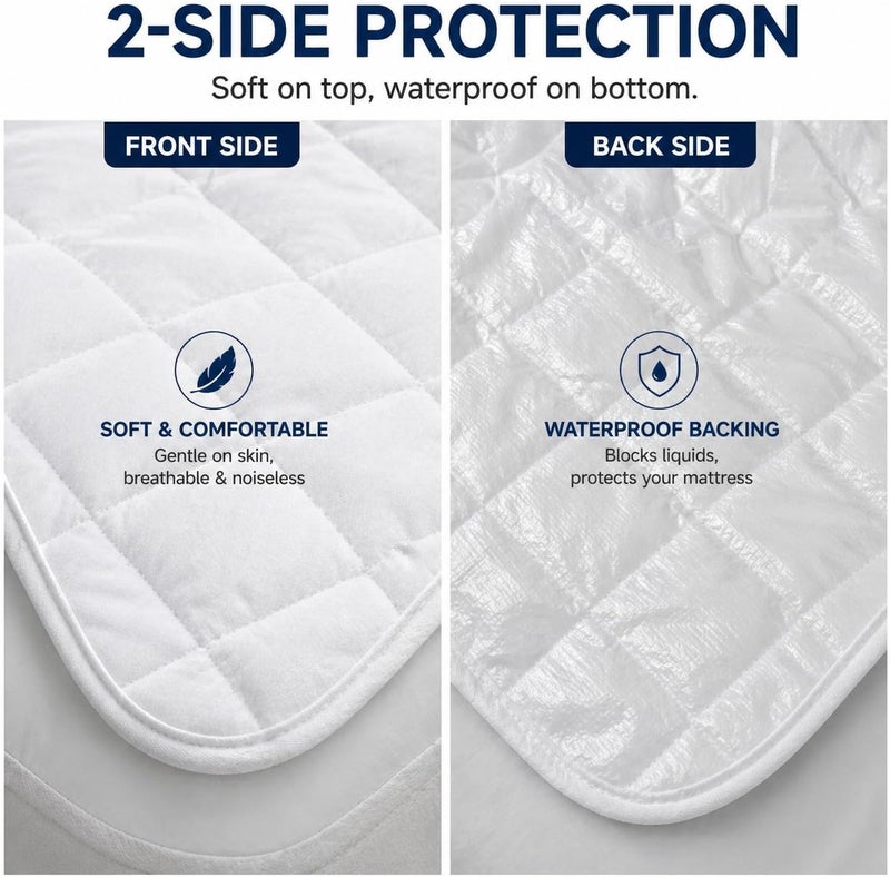 ARISTOCRAT Waterproof Mattress Protector 120x200cm– 90 GSM Quilted Microfiber, Breathable & Noiseless, 30CM Deep Pocket, 360° Elastic Fit, Fitted Sheet Style - Image 4