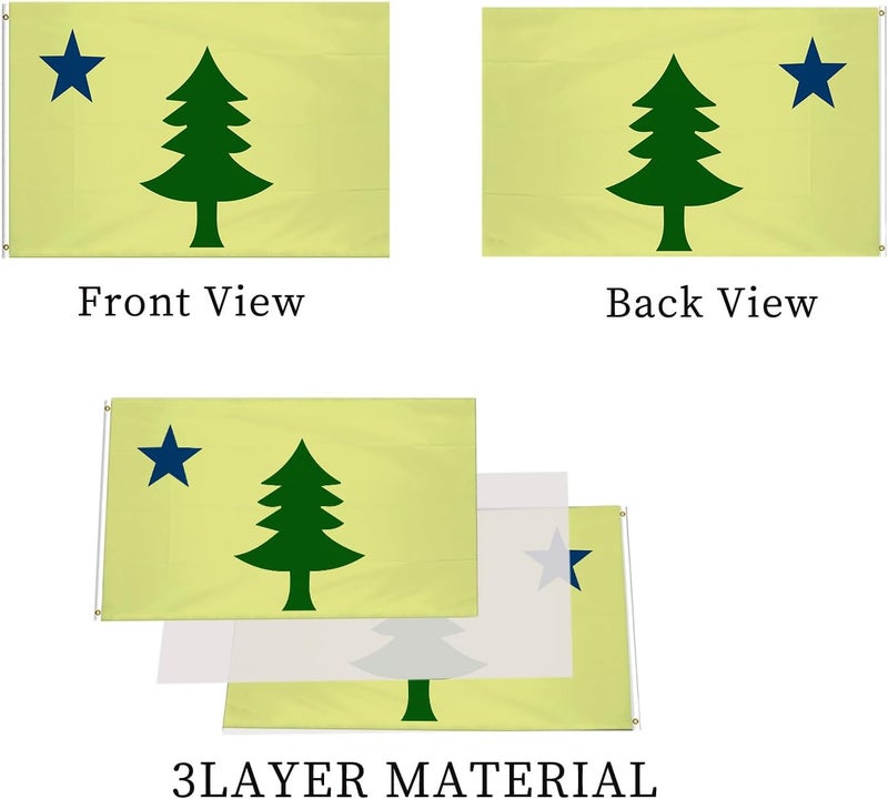 ARSOF Original Maine State Flag 3x5ft Double Sided Outdoor 1901-1909 Original Maine Flag Heavy Duty Vivid Colors State Flags 3 Ply with Durable Canvas Header and Brass Grommets - Image 3
