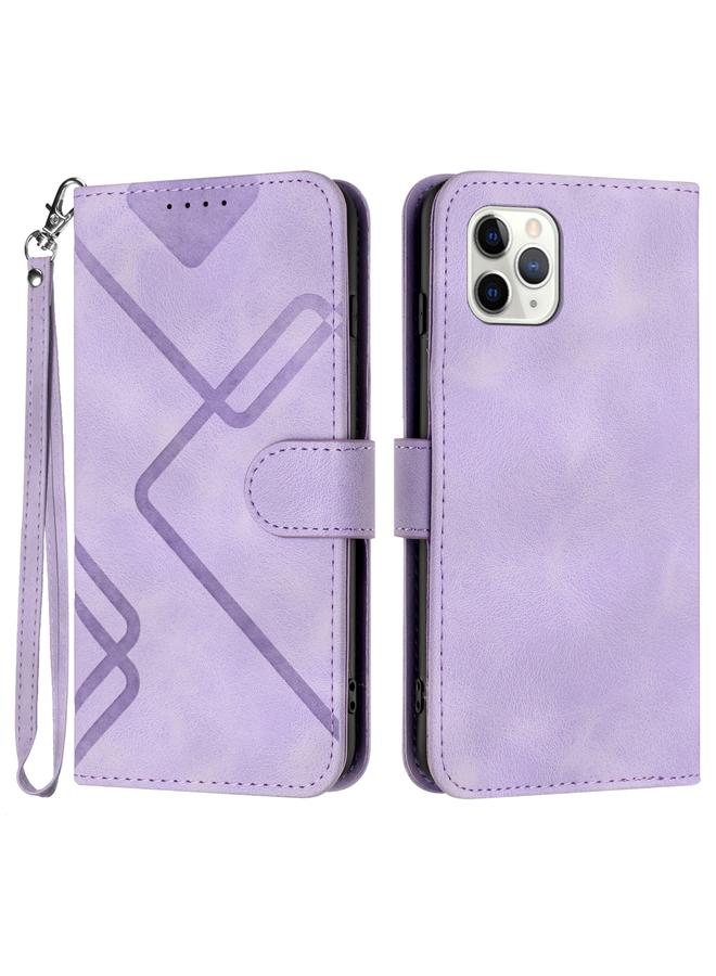 زبون جراب هاتف iPhone 11 Pro بنمط خطوط من الجلد الملمس - Image 1