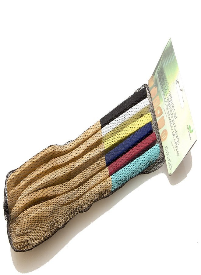 Home Basics Bamboo Cooking Utensils Set with Color Handles, 6-Piece, 2.5" x 12" x .25" - Image 2