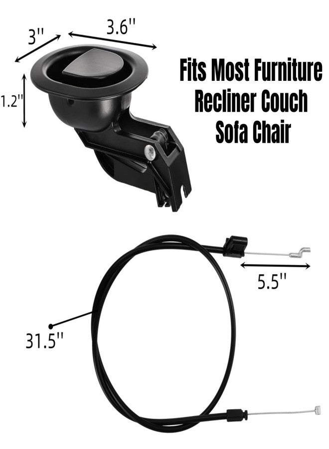 Acshio 2 Sets of Metal Recliner Release Pull Handle, Universal Heavy Duty Sofa Release Lever Pull Handle with Cable, Recliners Repair Replacement Parts Fits Most Furniture Recliner Couch Sofa Chair - Image 2