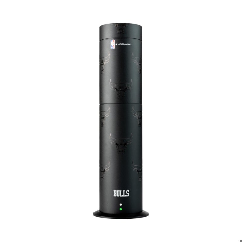 معطر Aroma360 x NBA شيكاغو بولز للزيوت الأساسية بتقنية انتشار الهواء البارد تغطية 400 قدم مربع معطر هواء بدون ماء للمنزل والمكتب والأعمال يعمل حصريًا مع زجاجات Pro Pod