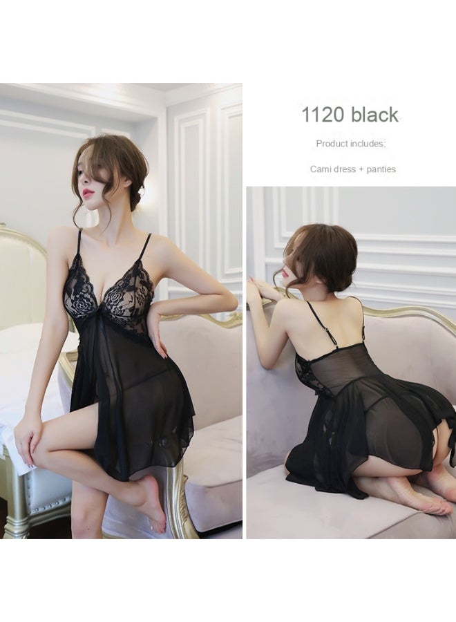 Ladies' Sexy Lingerie Uniform Temptation Satin Nightgown