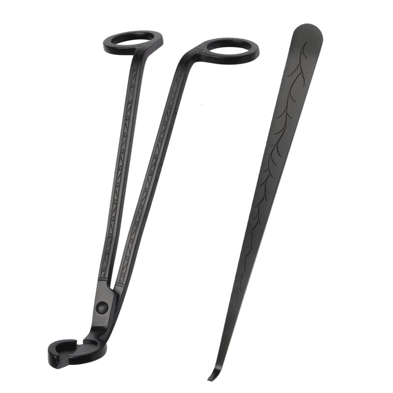SUMAJU 2 in 1 Candle Accessory Set - Wick Trimmer & Dipper, Stainless Steel Cutter Scissor for Candle Lovers (Black) - Image 1