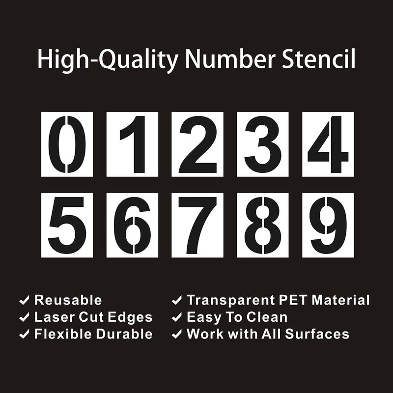 Denylo pro 4 Inch Number Stencils Plastic Number Stencils Reusable Digital Painting Templates for Cake Stencil Address Templates - Image 3