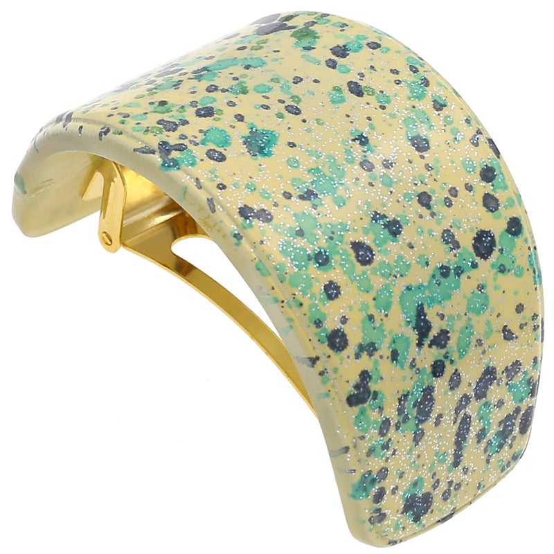 Camila Paris CP3215 French Hair Barrette, Hair Ponytail Holder for Fine Long Hair, Green and White, Strong Hold Grip Hair Clips for Women, No Slip Styling Girls Hair Accessories, Made in France - Image 1