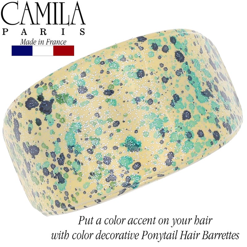 Camila Paris CP3215 French Hair Barrette, Hair Ponytail Holder for Fine Long Hair, Green and White, Strong Hold Grip Hair Clips for Women, No Slip Styling Girls Hair Accessories, Made in France - Image 2