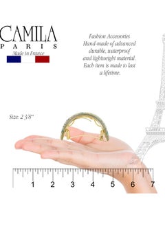 CAMILA Camila Paris CP3215 French Hair Barrette, Hair Ponytail Holder for Fine Long Hair, Green and White, Strong Hold Grip Hair Clips for Women, No Slip Styling Girls Hair Accessories, Made in France  - Image 4