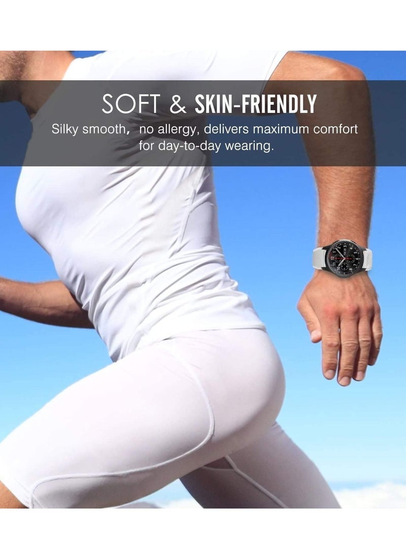 Sport Silicone Band for Samsung Galaxy Watch 3 45mm/Gear S3 Frontier/Classic/Galaxy Watch 46mm/Huawei Watch GT2 Pro/GT 2e/GT 46mm/GT2 46mm/Ticwatch Pro 3, Silicone Strap Fit 22mm Band (White) - Image 4