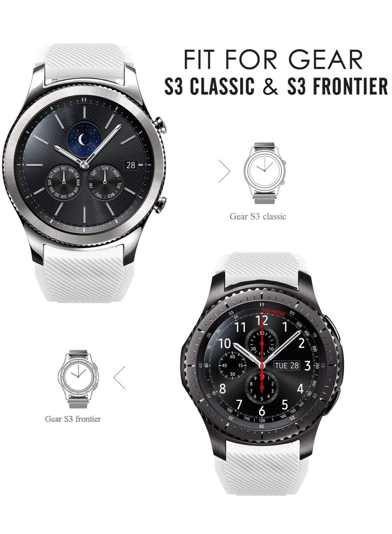 Sport Silicone Band for Samsung Galaxy Watch 3 45mm/Gear S3 Frontier/Classic/Galaxy Watch 46mm/Huawei Watch GT2 Pro/GT 2e/GT 46mm/GT2 46mm/Ticwatch Pro 3, Silicone Strap Fit 22mm Band (White) - Image 2
