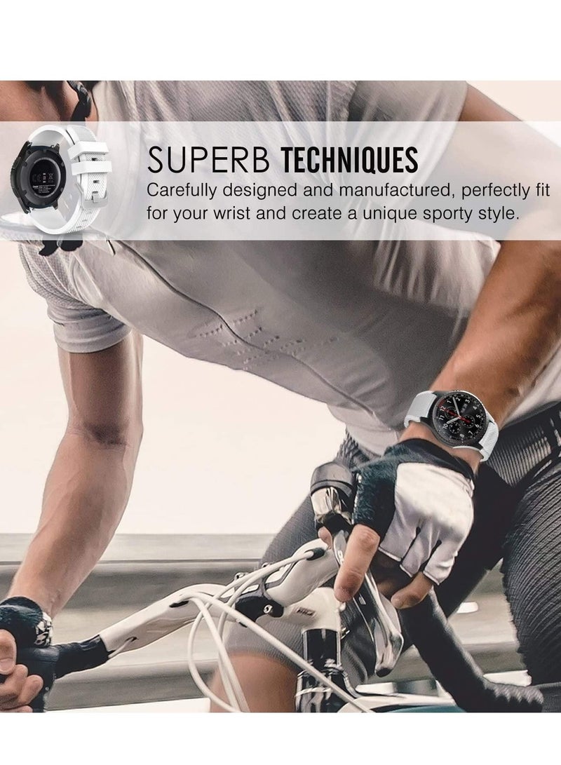 Sport Silicone Band for Samsung Galaxy Watch 3 45mm/Gear S3 Frontier/Classic/Galaxy Watch 46mm/Huawei Watch GT2 Pro/GT 2e/GT 46mm/GT2 46mm/Ticwatch Pro 3, Silicone Strap Fit 22mm Band (White) - Image 5