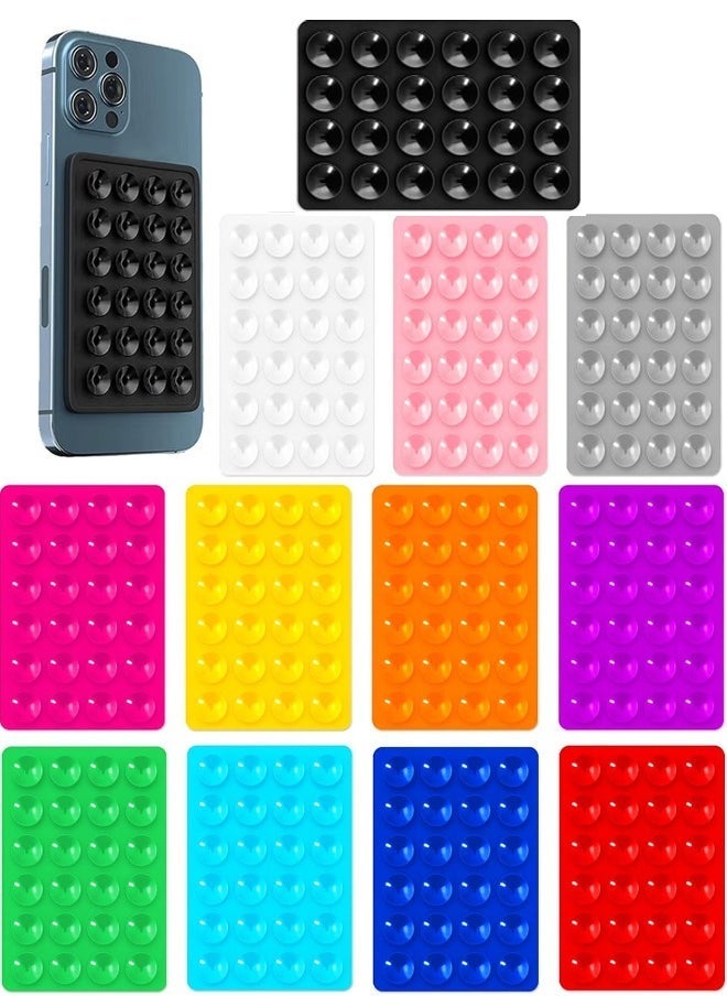 FLOWING 12PCS Silicone Suction Cup Phone Holder, Strong Suction Phone Mount, Perfect for Mirrors, Tiles, Glass, and Smooth Surfaces – Hands-Free for Video Calls, Makeup, Selfies, and Learning - Image 1