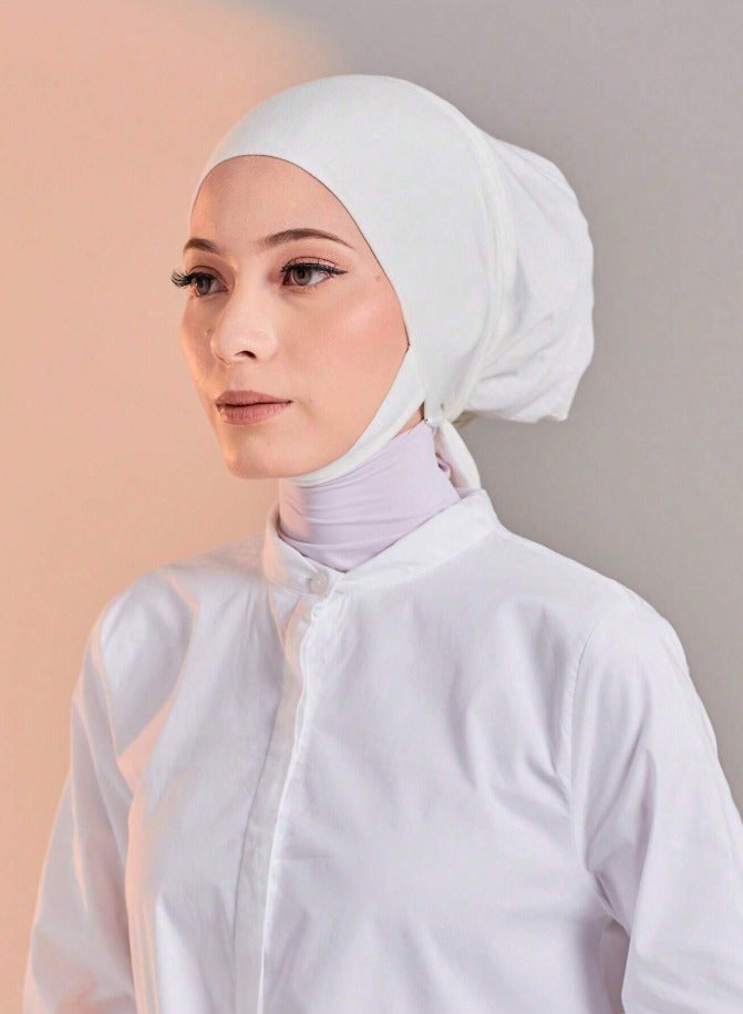 Solid Color Inner Hijab Cap Women Underscarf Hat Hijab Cap Islamic Under Scarf Hijab Cap with Tie-Back Closure  - Image 3