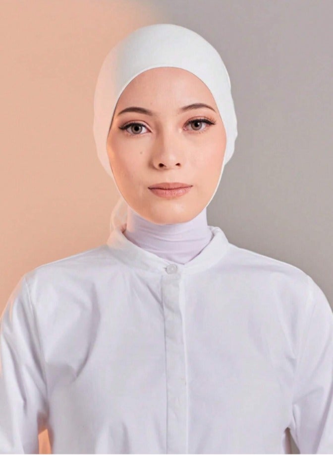 Solid Color Inner Hijab Cap Women Underscarf Hat Hijab Cap Islamic Under Scarf Hijab Cap with Tie-Back Closure  - Image 4