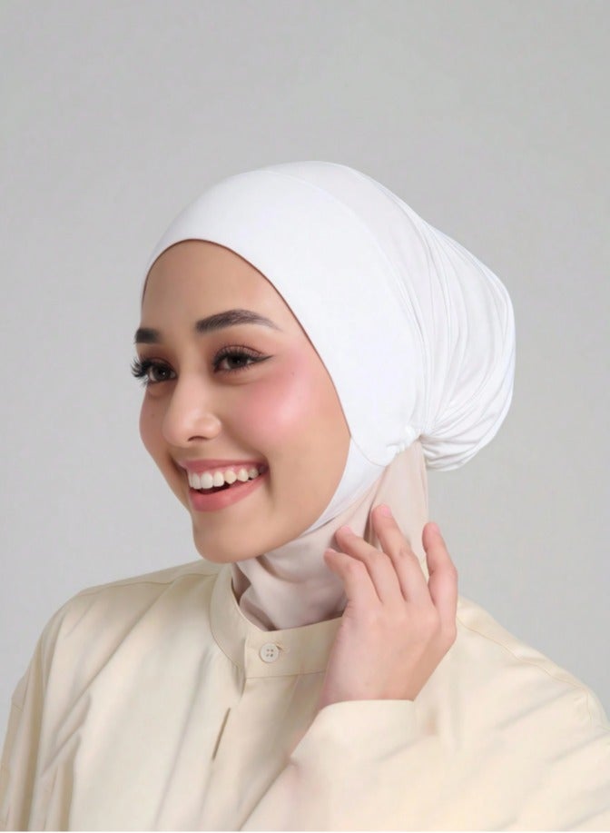 Solid Color Inner Hijab Cap Women Underscarf Hat Hijab Cap Islamic Under Scarf Hijab Cap with Tie-Back Closure  - Image 2