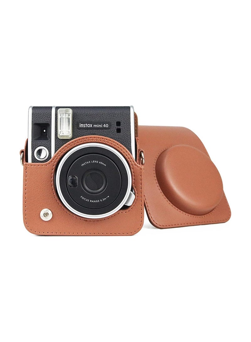 Camera Case for Mini 40， Instant Camera Protective Case Compatible with Instax Mini 40 Instant Film Camera (Brown) - Image 1