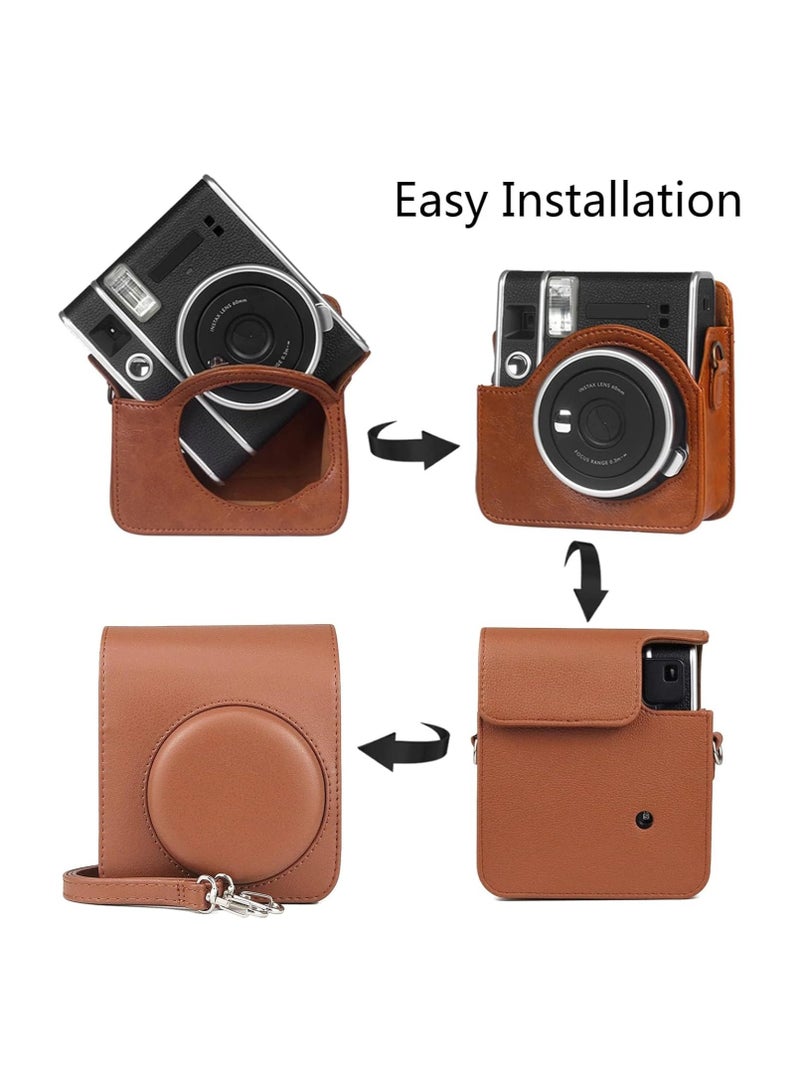 Camera Case for Mini 40， Instant Camera Protective Case Compatible with Instax Mini 40 Instant Film Camera (Brown) - Image 5