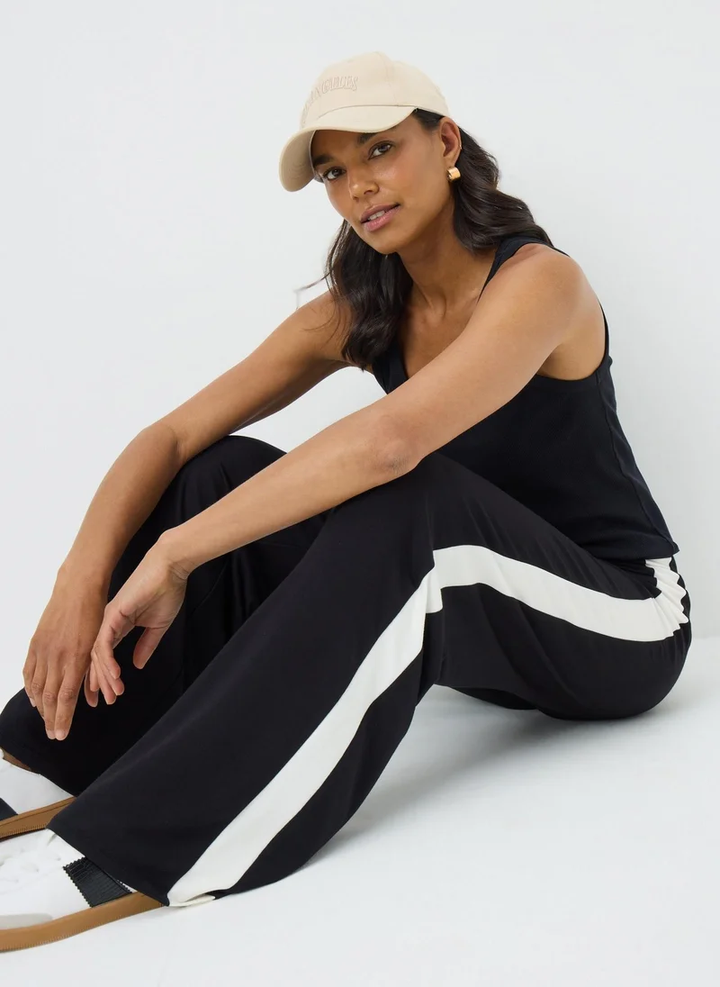 Matalan Black Side Stripe Wide Leg Trousers