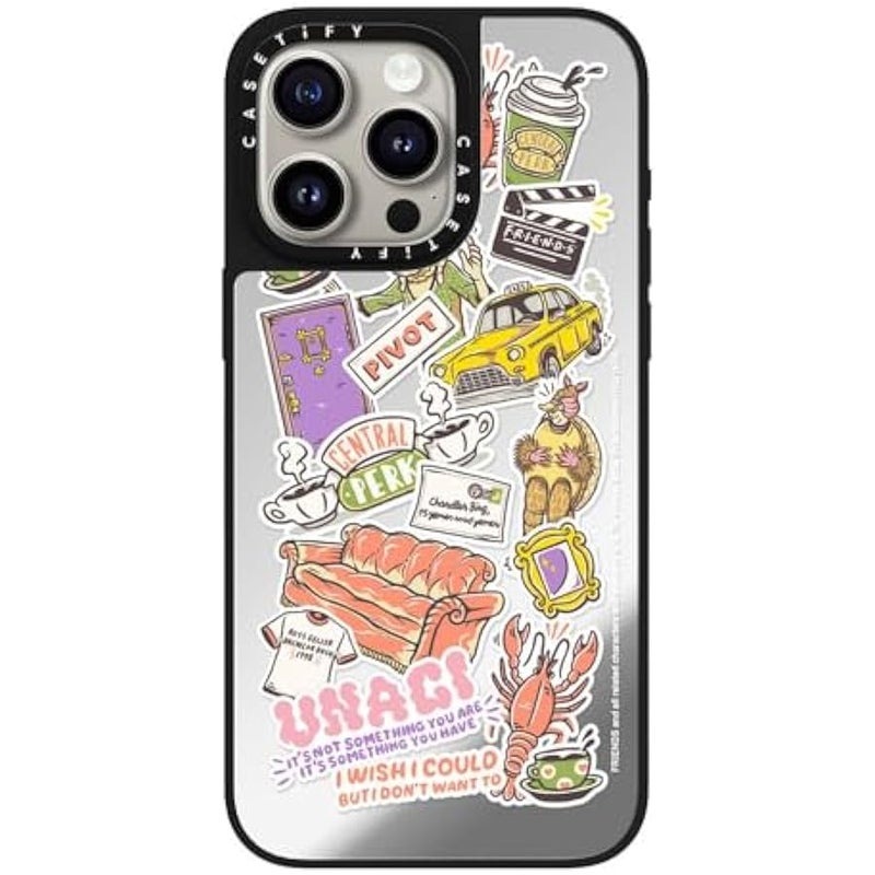 Casetify Mirror iPhone 15 Pro Max Case 【Friends Co-Lab / 4.9ft Drop Protection/Compatible with Magsafe】 - Sticker - Silver on Black - Image 1