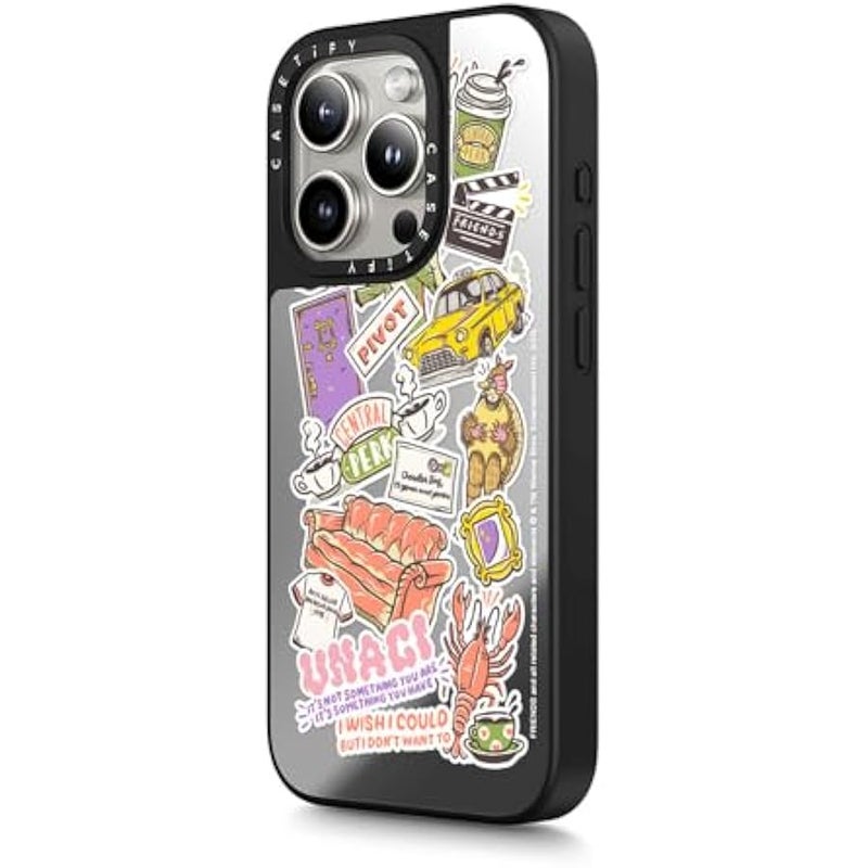 Casetify Mirror iPhone 15 Pro Max Case 【Friends Co-Lab / 4.9ft Drop Protection/Compatible with Magsafe】 - Sticker - Silver on Black - Image 5