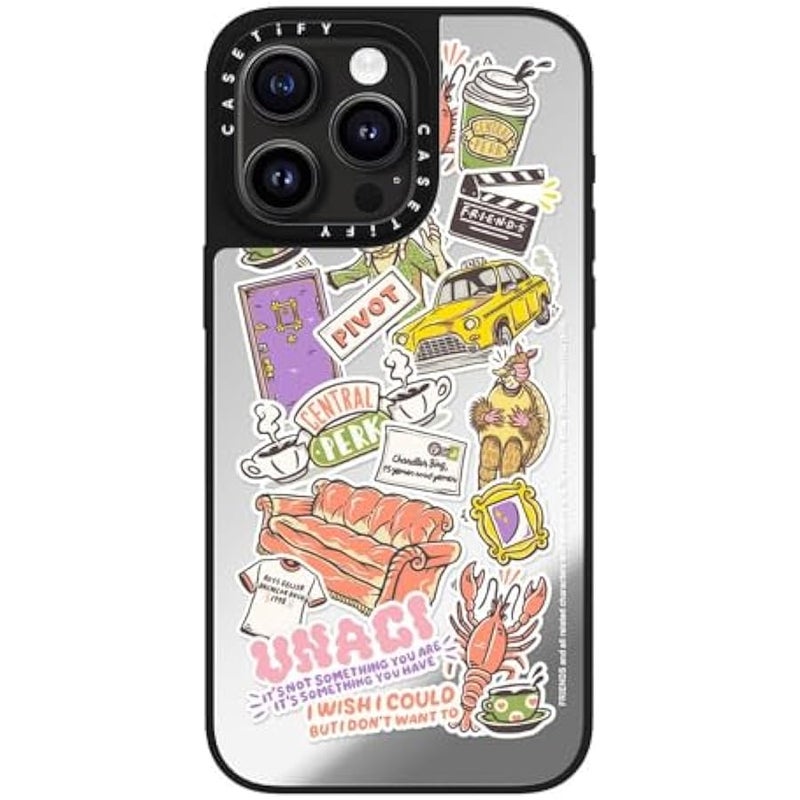 Casetify Mirror iPhone 15 Pro Max Case 【Friends Co-Lab / 4.9ft Drop Protection/Compatible with Magsafe】 - Sticker - Silver on Black - Image 4