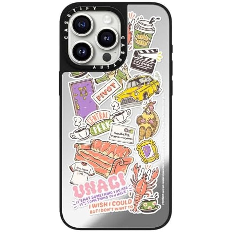 Casetify Mirror iPhone 15 Pro Max Case 【Friends Co-Lab / 4.9ft Drop Protection/Compatible with Magsafe】 - Sticker - Silver on Black - Image 3