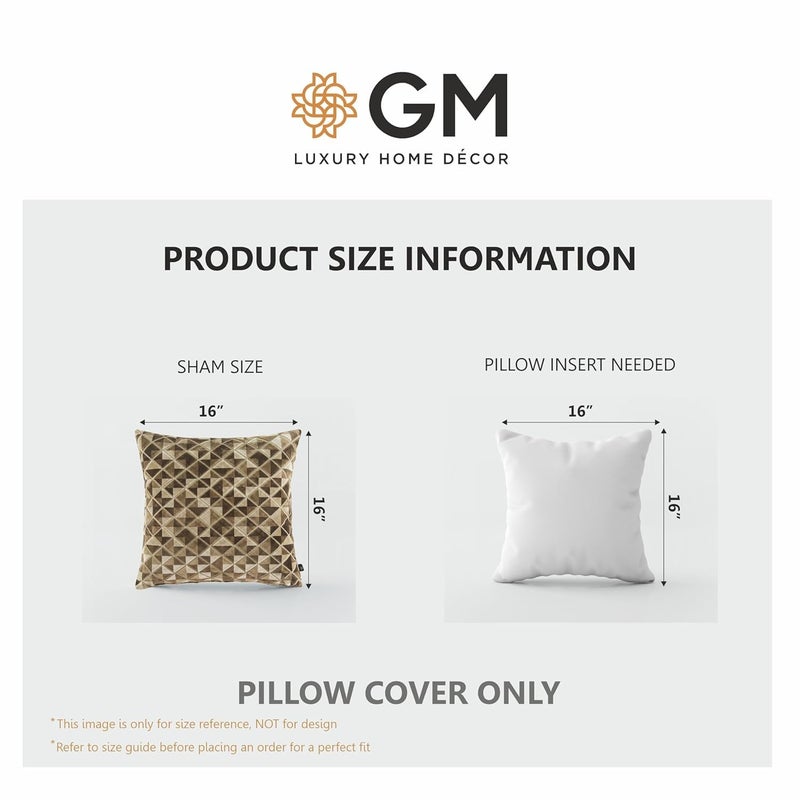 GMF GM Luxury Home Decor Velvet Floral Cushion CoverCases with Zipper Luxurious Soft Decorative Square Pillow Cover for Living Room Bedroom Home Decor Pack of 2 Size 16 x 16 inch Tan - Image 5