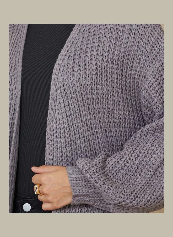 Styli Open Front Chunky Knit Longline Cardigan