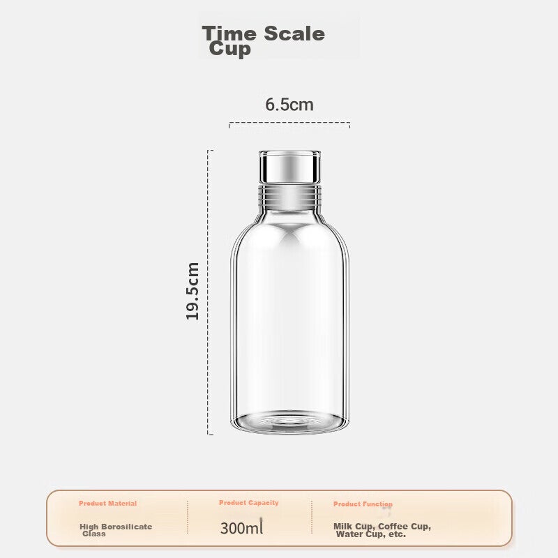 BJ High Borosilicate Time Graduated Glass Cup Water Bottle Portable Coffee Mug for Women Juice Milk Cup 300ml - Image 2