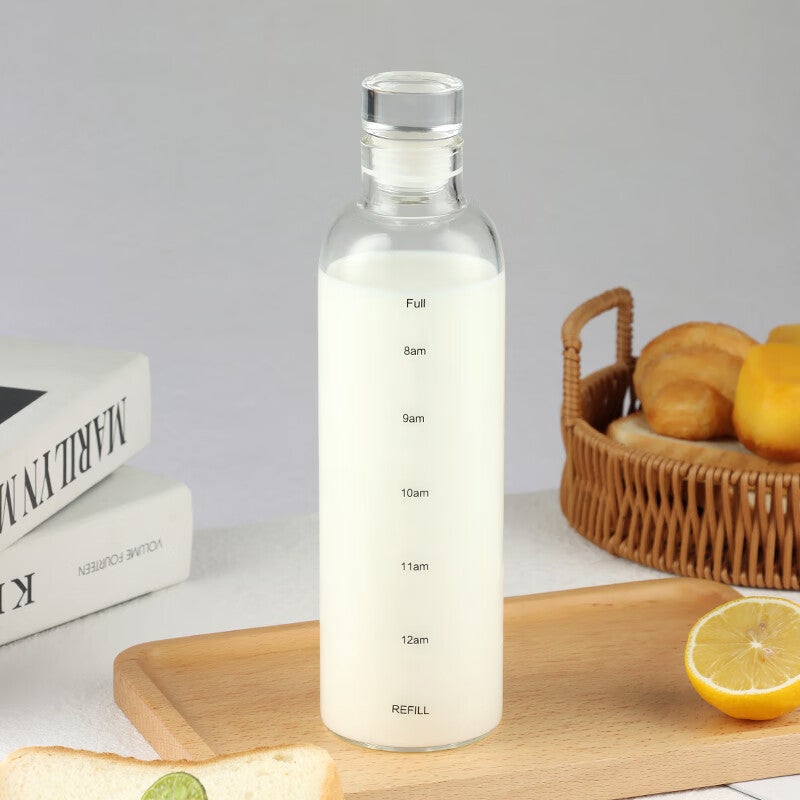 BJ High Borosilicate Time Graduated Glass Cup Water Bottle Portable Coffee Mug for Women Juice Milk Cup 300ml - Image 4