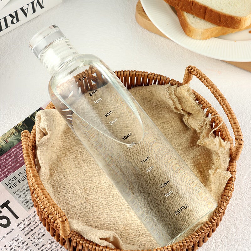 BJ High Borosilicate Time Graduated Glass Cup Water Bottle Portable Coffee Mug for Women Juice Milk Cup 300ml - Image 5