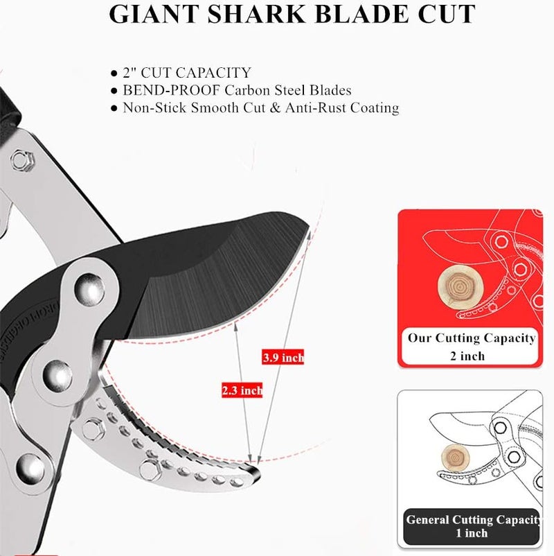 Ymachray Heavy Duty Anvil Lopping Shears -2 inch Cutting Capacity Bypass Lopper - Extendable 26 Inch to 41 Inch,Professional Tree Branch Cutter - Image 2
