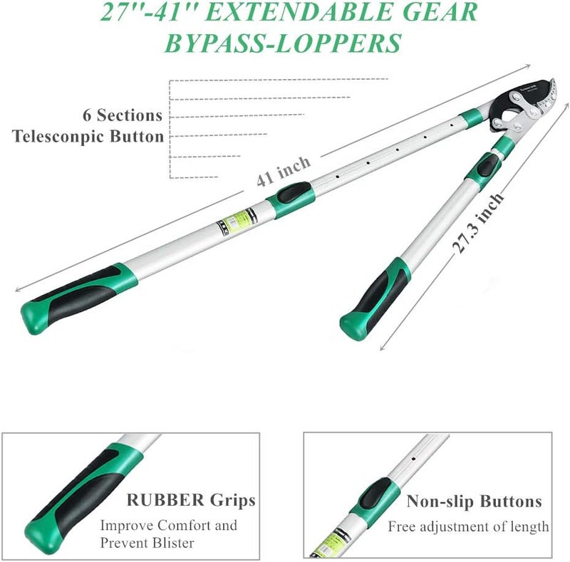 Ymachray Heavy Duty Anvil Lopping Shears -2 inch Cutting Capacity Bypass Lopper - Extendable 26 Inch to 41 Inch,Professional Tree Branch Cutter - Image 5
