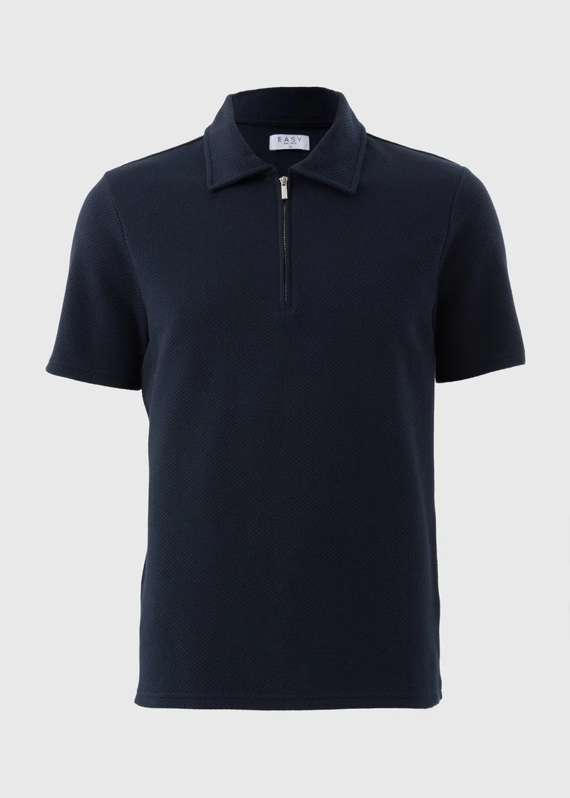 Matalan Navy Plain Textured Polo Shirt