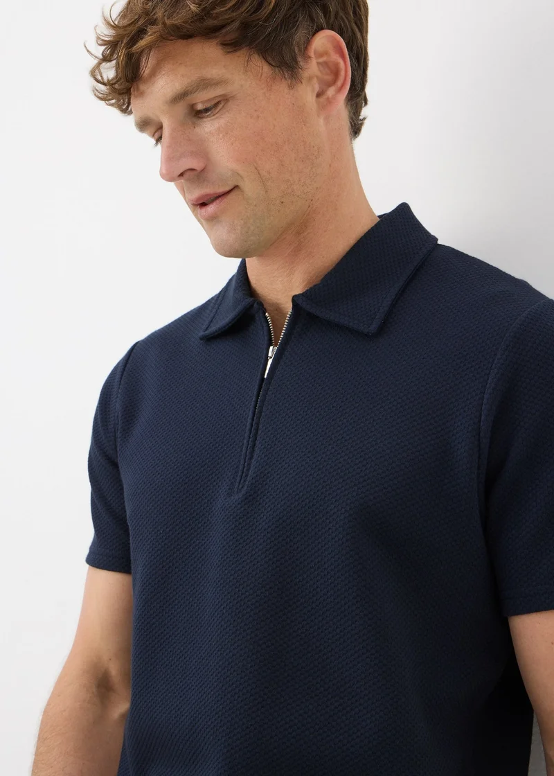 Matalan Navy Plain Textured Polo Shirt