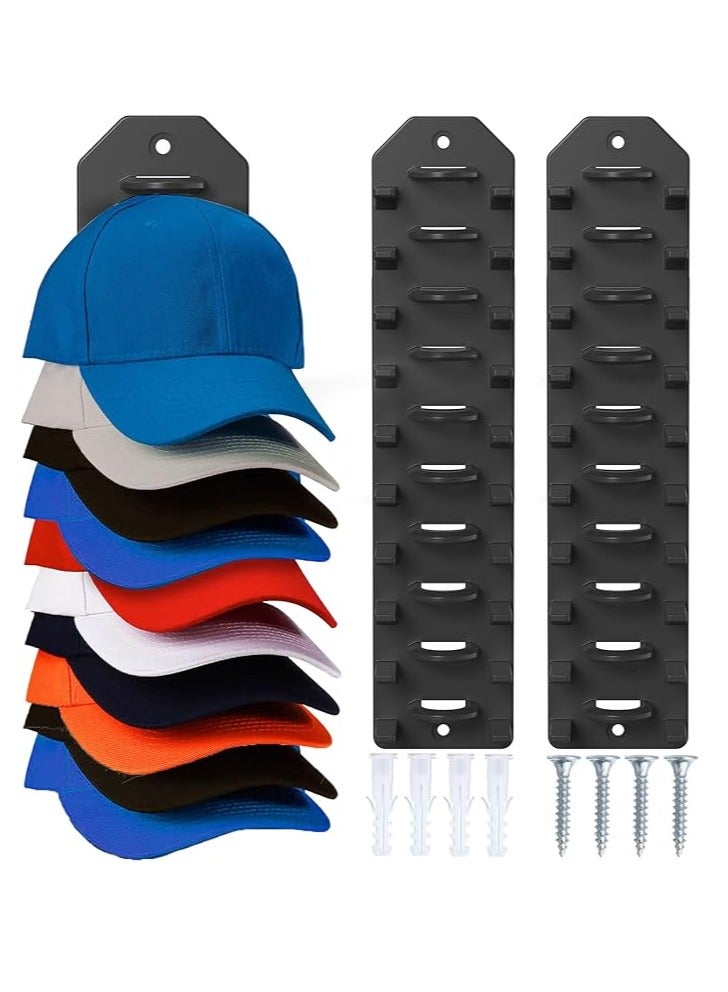 2 Pack Hat Organizer for Baseball Caps,Hat Rack for Wall, Compact Hat Storage Display Holder,Hold Up to 20 Hats,Hat Hanger Strong Adhesive/Wall Drilled for Door,Bedroom,Closet - Image 1