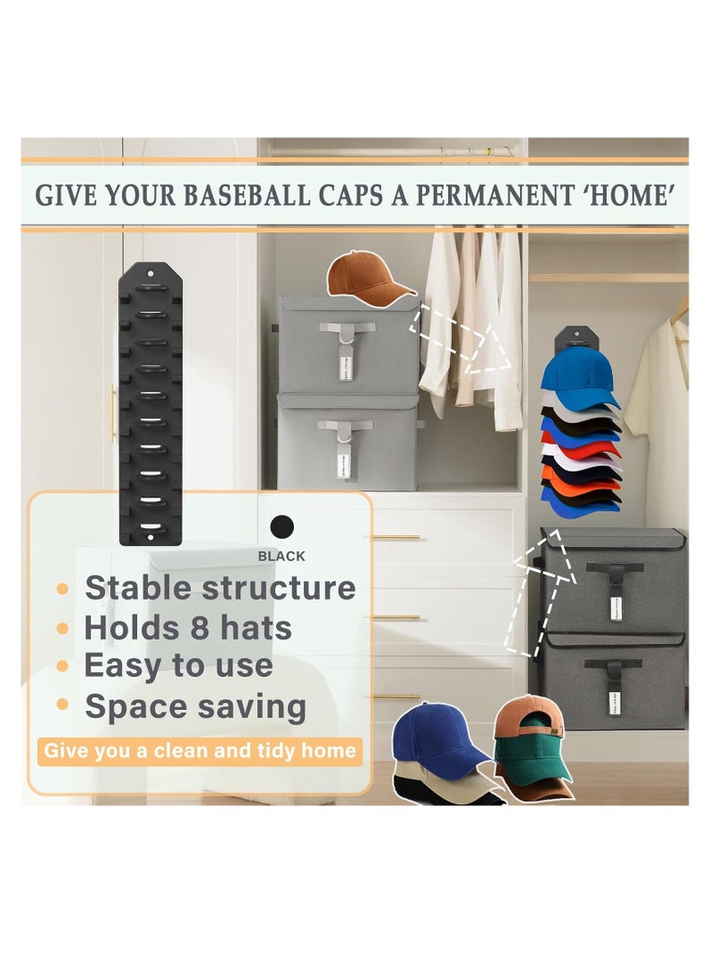 2 Pack Hat Organizer for Baseball Caps,Hat Rack for Wall, Compact Hat Storage Display Holder,Hold Up to 20 Hats,Hat Hanger Strong Adhesive/Wall Drilled for Door,Bedroom,Closet - Image 2
