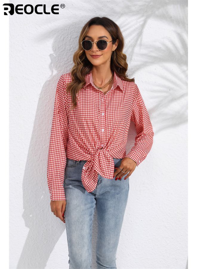 REOCLE Women's Long Sleeve Shirt with Button Down Collar and Smooth Fabric Design Business Blouse with Casual Comfort for Office Work Wear - Image 5