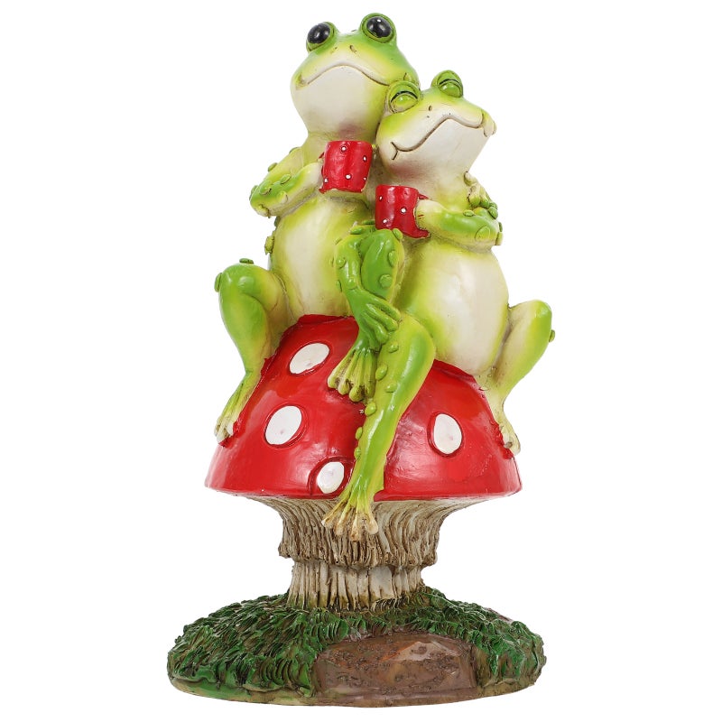 3pcs Household Resin Couple Frogs Mushroom Ornament Adorable Decorative Frogs Model - Image 1