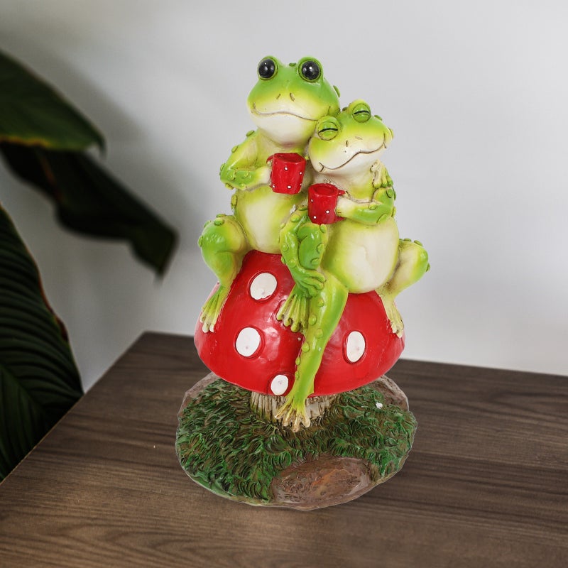 3pcs Household Resin Couple Frogs Mushroom Ornament Adorable Decorative Frogs Model - Image 4