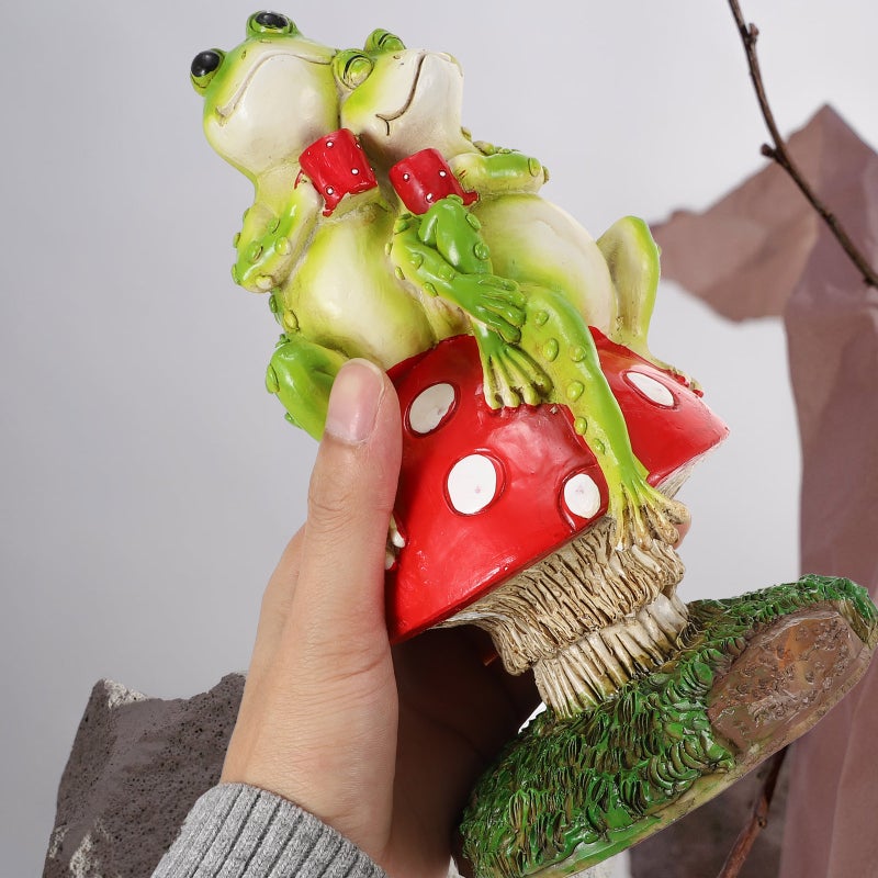 3pcs Household Resin Couple Frogs Mushroom Ornament Adorable Decorative Frogs Model - Image 5