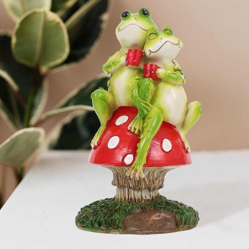 3pcs Household Resin Couple Frogs Mushroom Ornament Adorable Decorative Frogs Model - Image 2