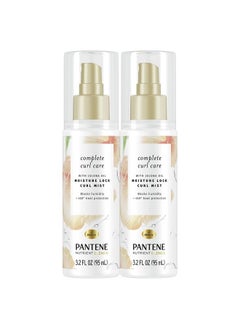 Pantene Heat Protectant Spray with Jojoba Oil for Curly Hair, Nutrient Blends Moisture Lock Curl Mist, Sulfate Free, 3.2 fl oz Twin Pack  - Image 1