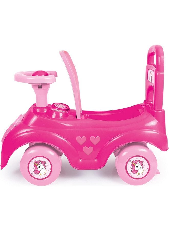 Dolu : Walk & Drive Ride-On - Pink Unicorn - Kids Foot-to-Floor Ride-On Vehicle with Horn, Sound Effects, Toddlers & Children Ages 12mo+ - Image 2