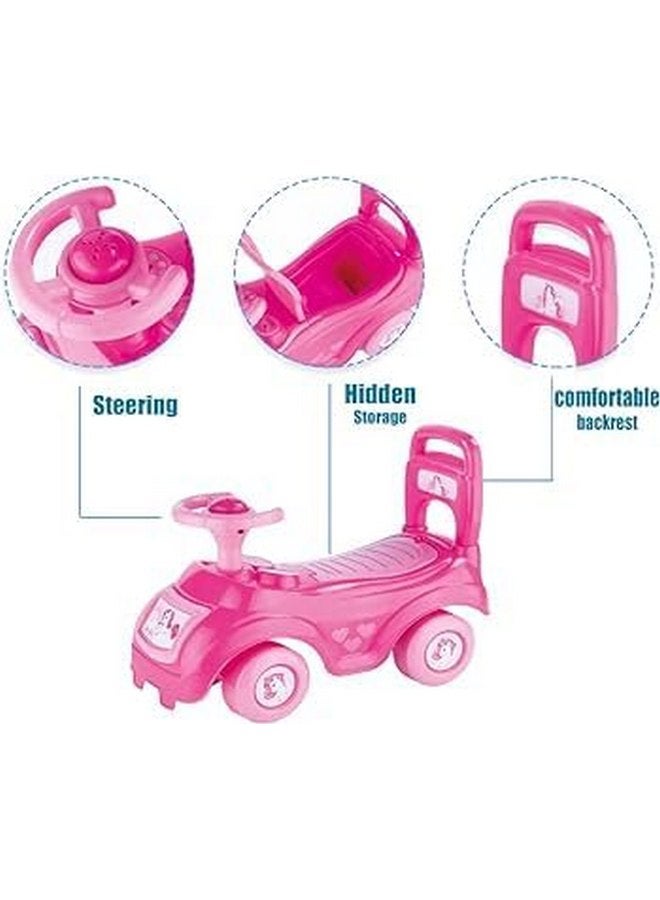 Dolu : Walk & Drive Ride-On - Pink Unicorn - Kids Foot-to-Floor Ride-On Vehicle with Horn, Sound Effects, Toddlers & Children Ages 12mo+ - Image 4