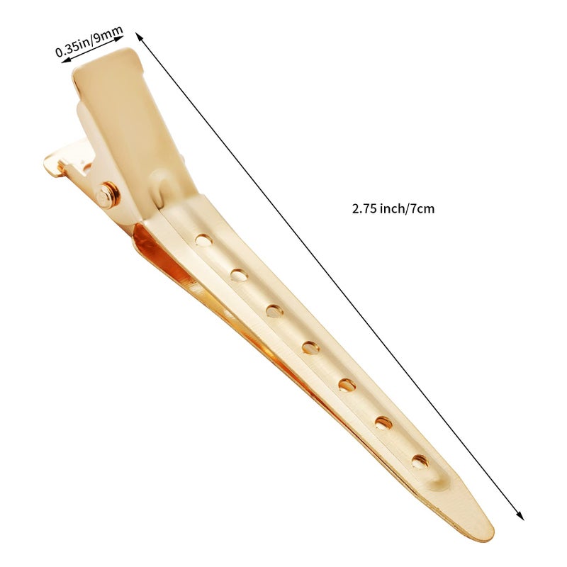 Bantoye 24 Packs Duck Bill Clips, Bantoye 2.75 Inches Rustproof Metal Alligator Curl Clips with Holes for Hair Styling, Hair Coloring, Gold - Image 2