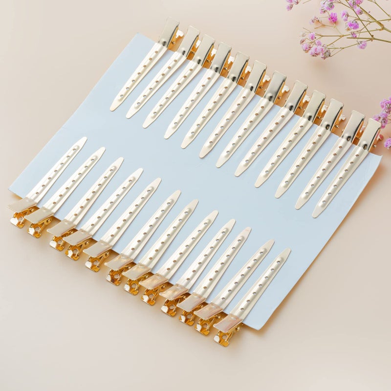 Bantoye 24 Packs Duck Bill Clips, Bantoye 2.75 Inches Rustproof Metal Alligator Curl Clips with Holes for Hair Styling, Hair Coloring, Gold - Image 5