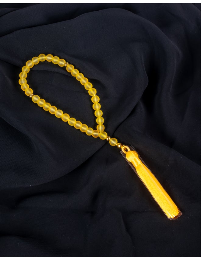 ذا بلاك بيرل اكسسوريز سبحة من حجر الأوبال الأصفر الخلاب من 33 حبة - Image 1